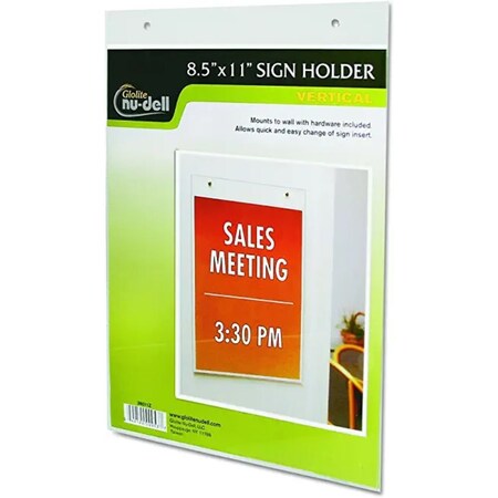 Nudell 38011Z - Clear Plastic Sign Holder, Wall Mount, 8 1/2 X 11 38011Z